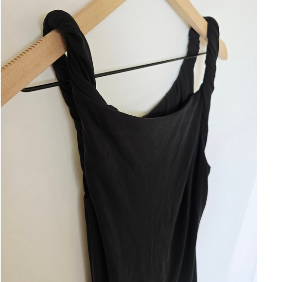 NWT Good American XS Black Sandwashed Off Shoulder Jersey Twisted Maxi Dress - Picture 6 of 7